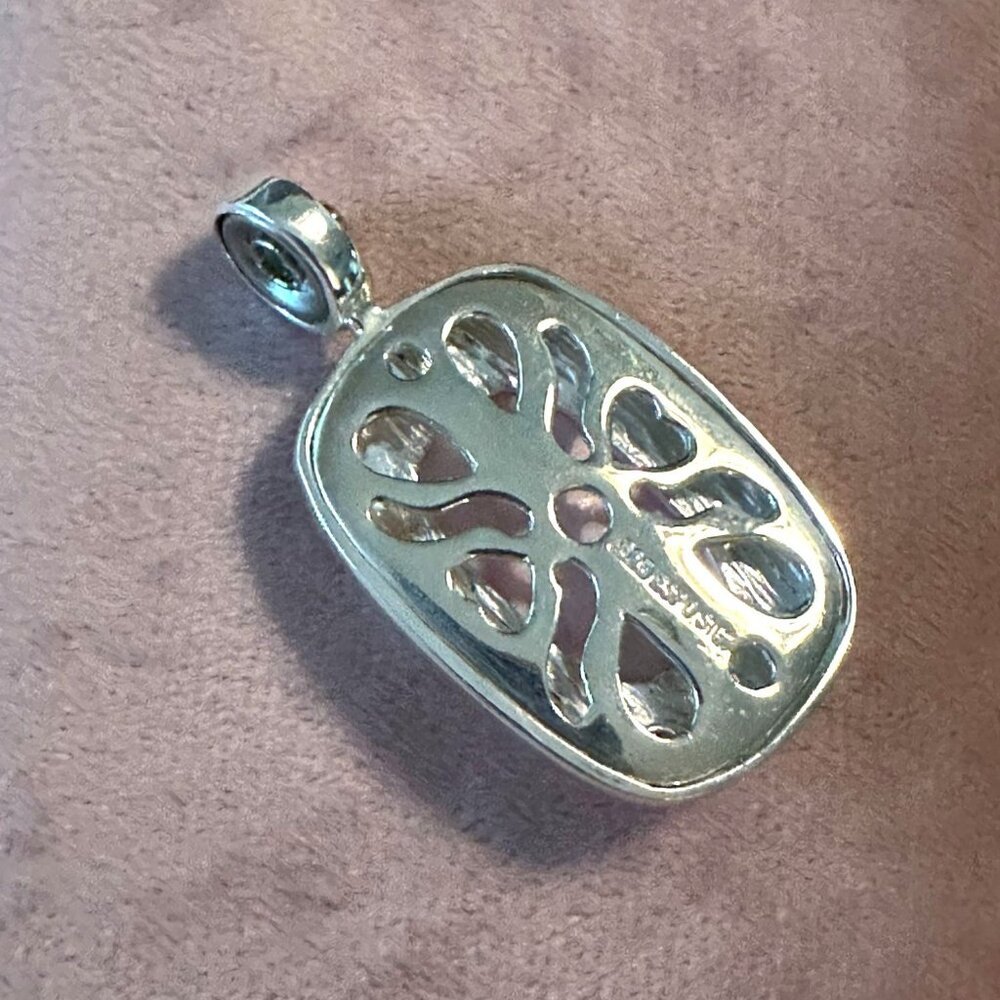 Sterling Silver 925 Joseph Esposito Pink Rose Quartz Pendant With Intricate Back - Picture 2 of 6
